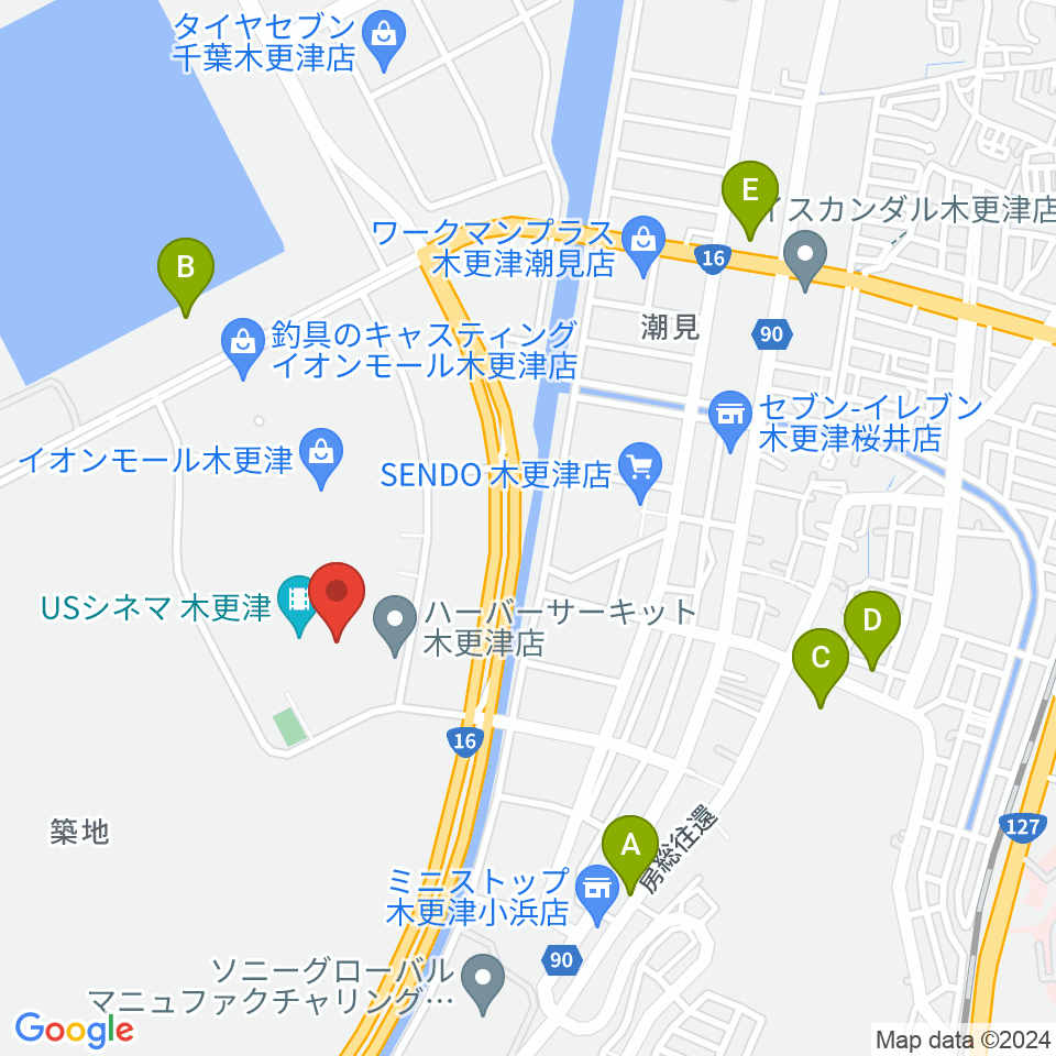 新星堂 イオンモール木更津店周辺の駐車場・コインパーキング一覧地図