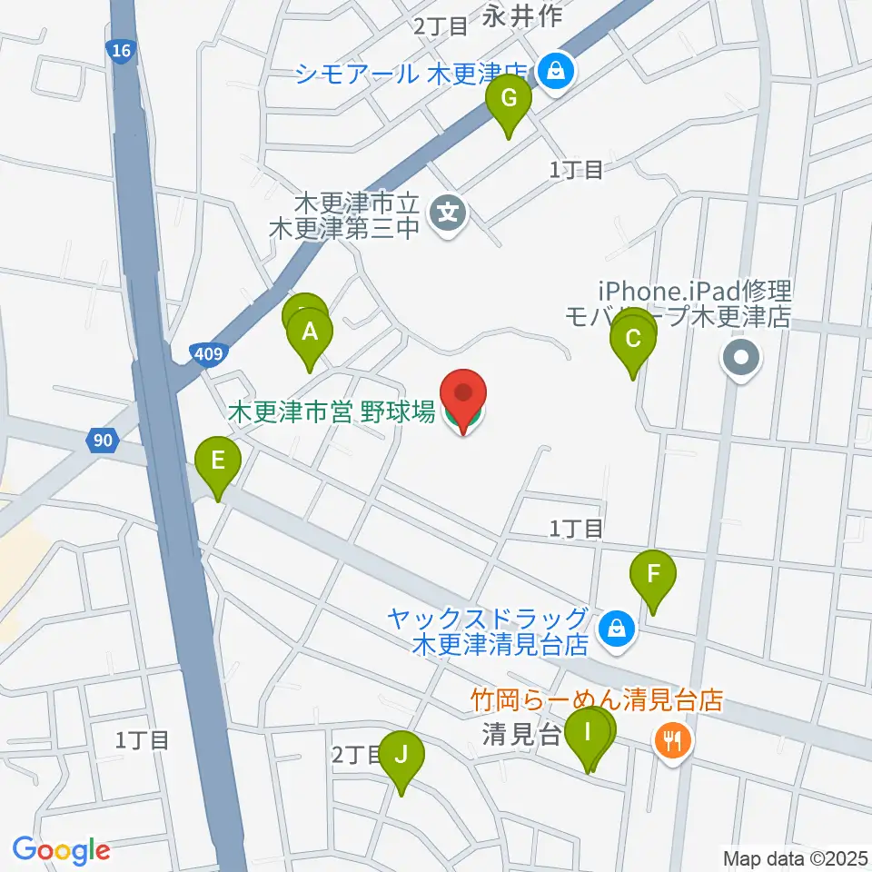 木更市営野球場周辺の駐車場・コインパーキング一覧地図