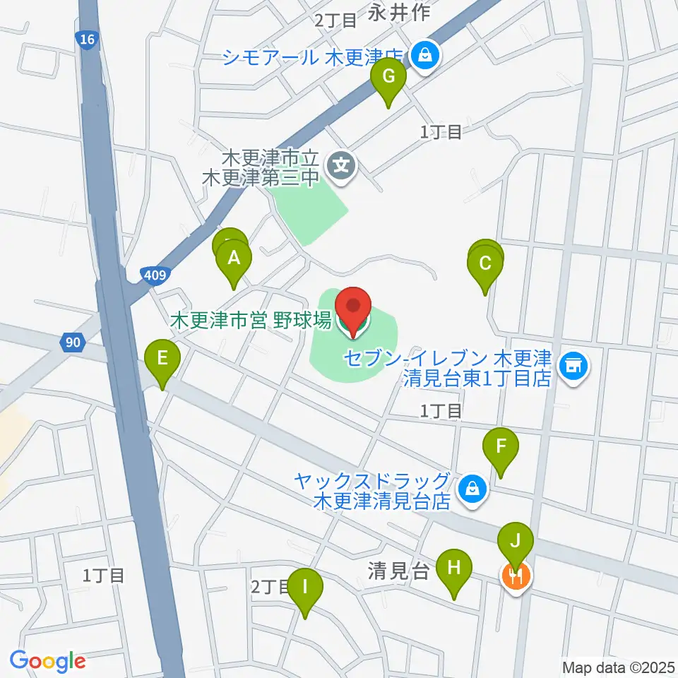 木更市営野球場周辺の駐車場・コインパーキング一覧地図