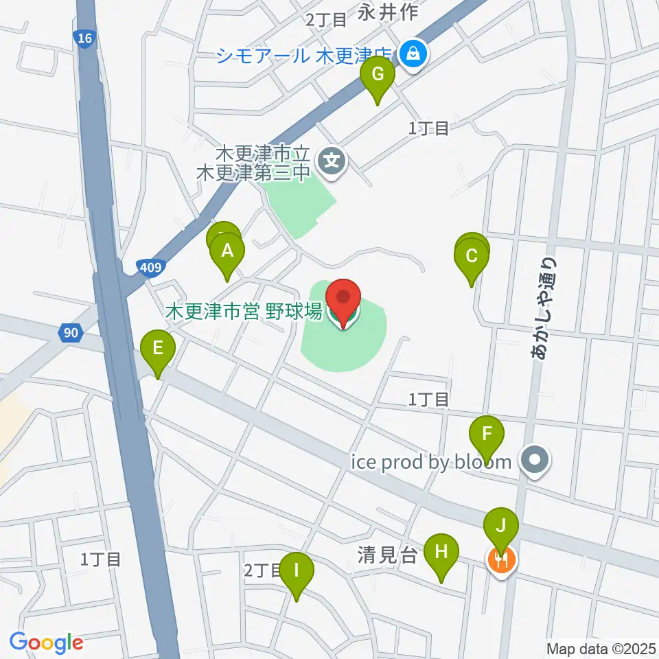 木更市営野球場周辺の駐車場・コインパーキング一覧地図