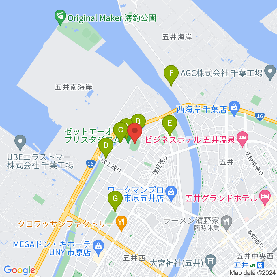 ゼットエーオリプリスタジアム周辺の駐車場・コインパーキング一覧地図