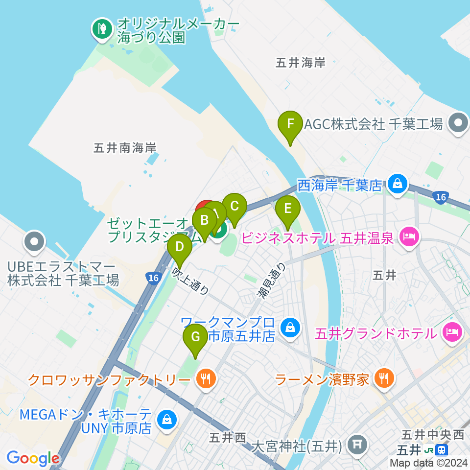 市原市臨海体育館周辺の駐車場・コインパーキング一覧地図