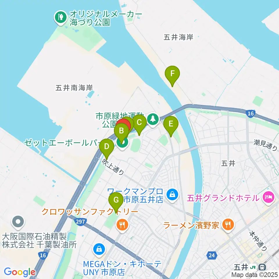 市原市臨海体育館周辺の駐車場・コインパーキング一覧地図