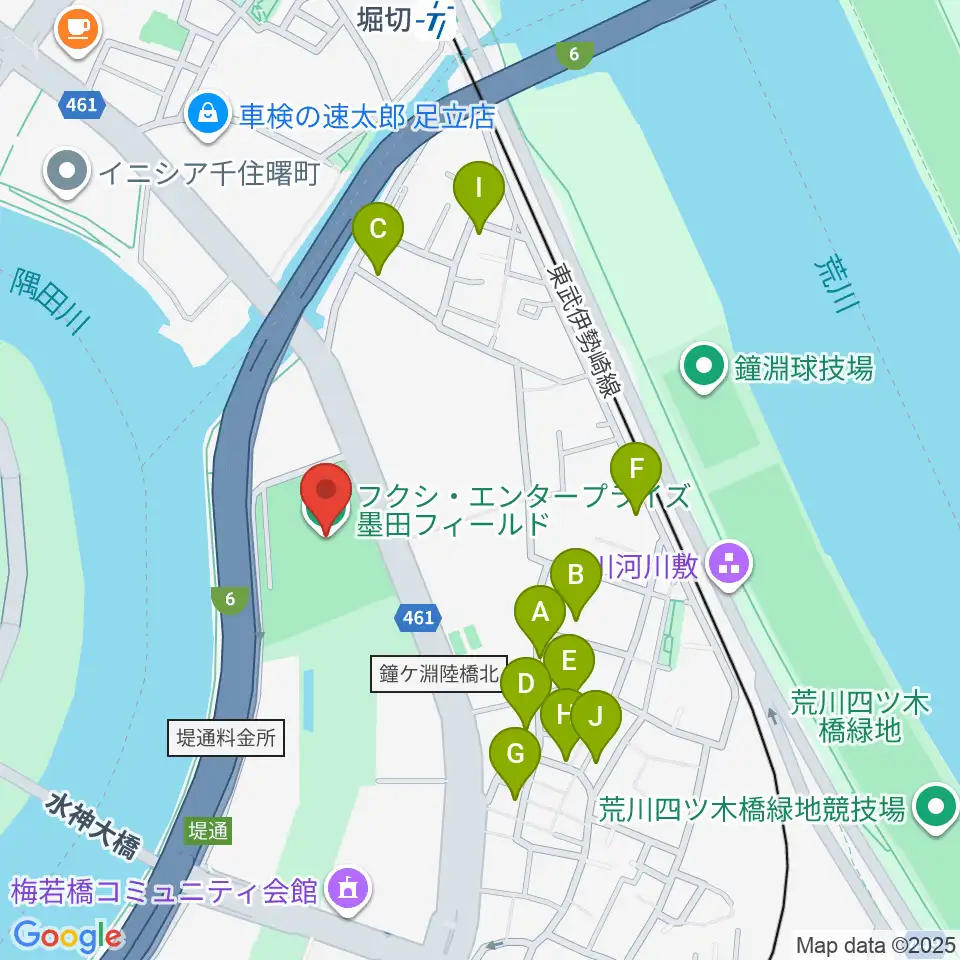 フクシ・エンタープライズ墨田フィールド周辺の駐車場・コインパーキング一覧地図