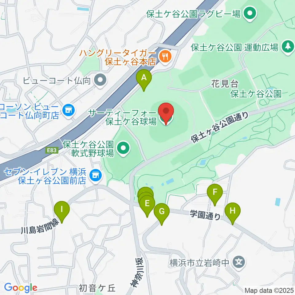 サーティーフォー保土ケ谷球場周辺の駐車場・コインパーキング一覧地図