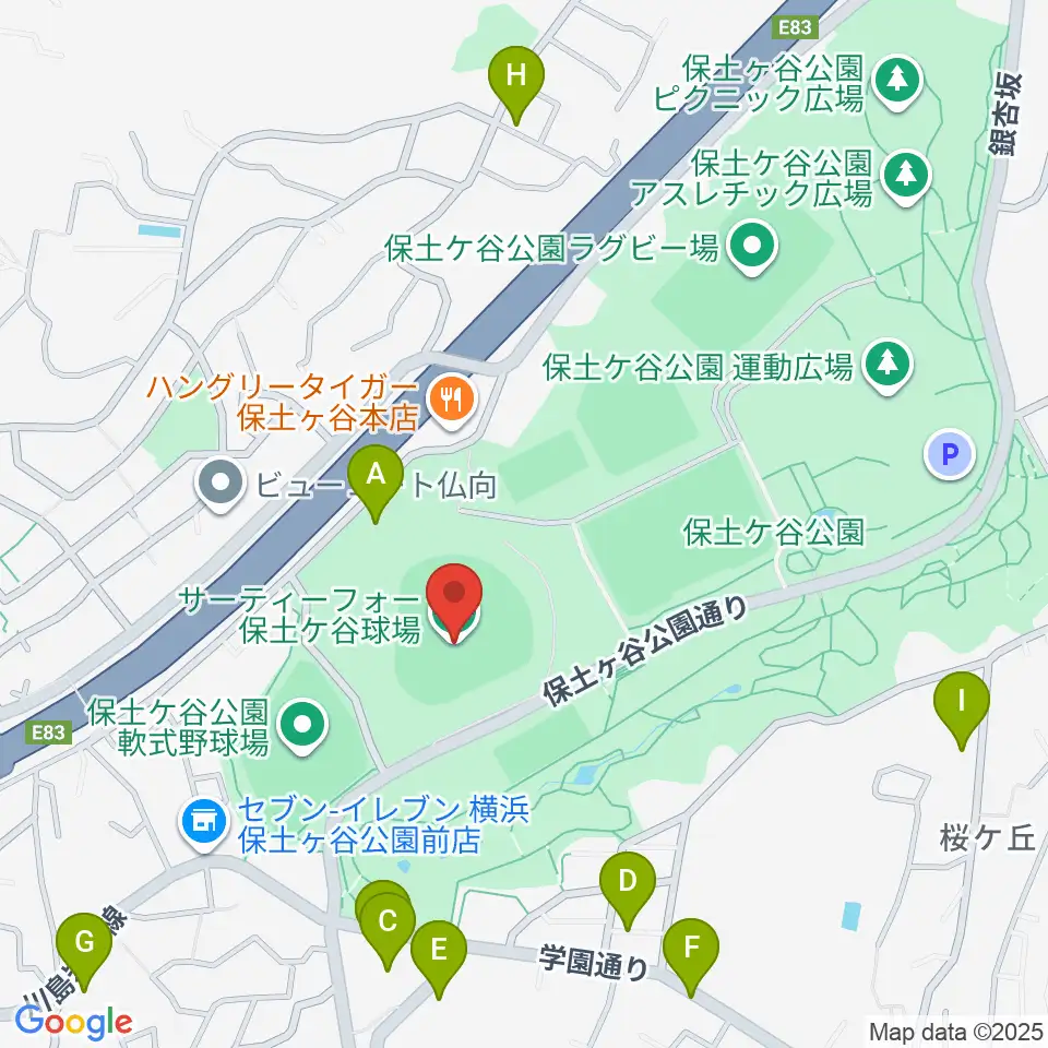 サーティーフォー保土ケ谷球場周辺の駐車場・コインパーキング一覧地図