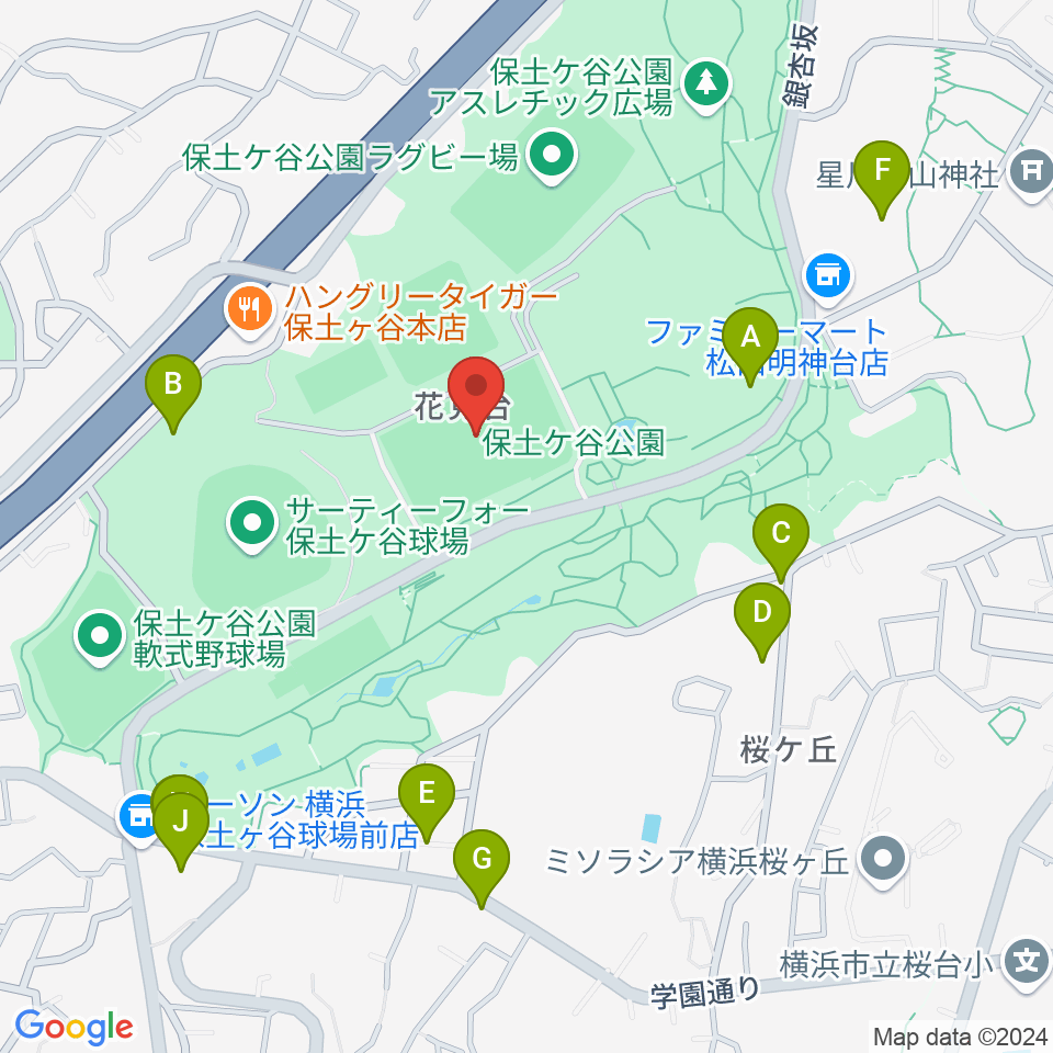 保土ケ谷公園サッカー場周辺の駐車場・コインパーキング一覧地図