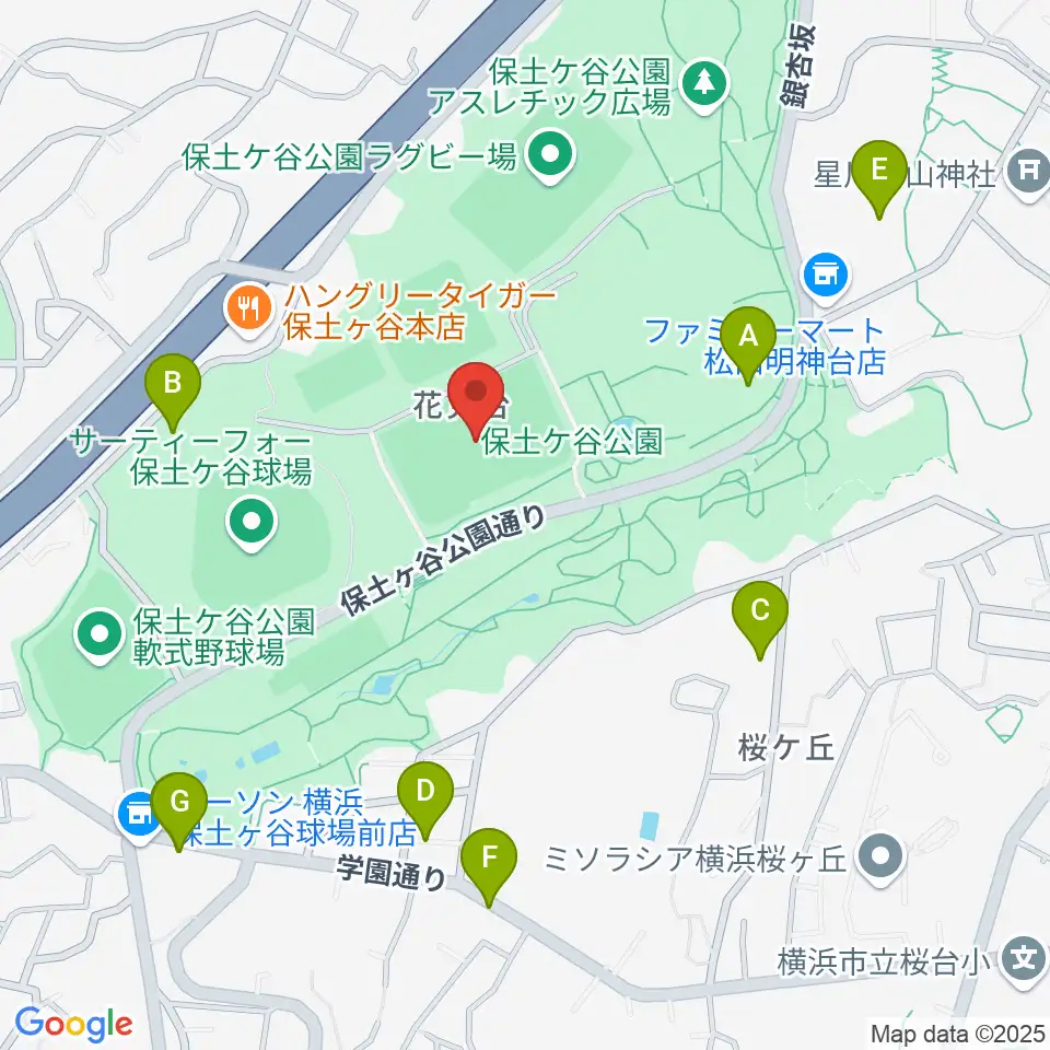 保土ケ谷公園サッカー場周辺の駐車場・コインパーキング一覧地図