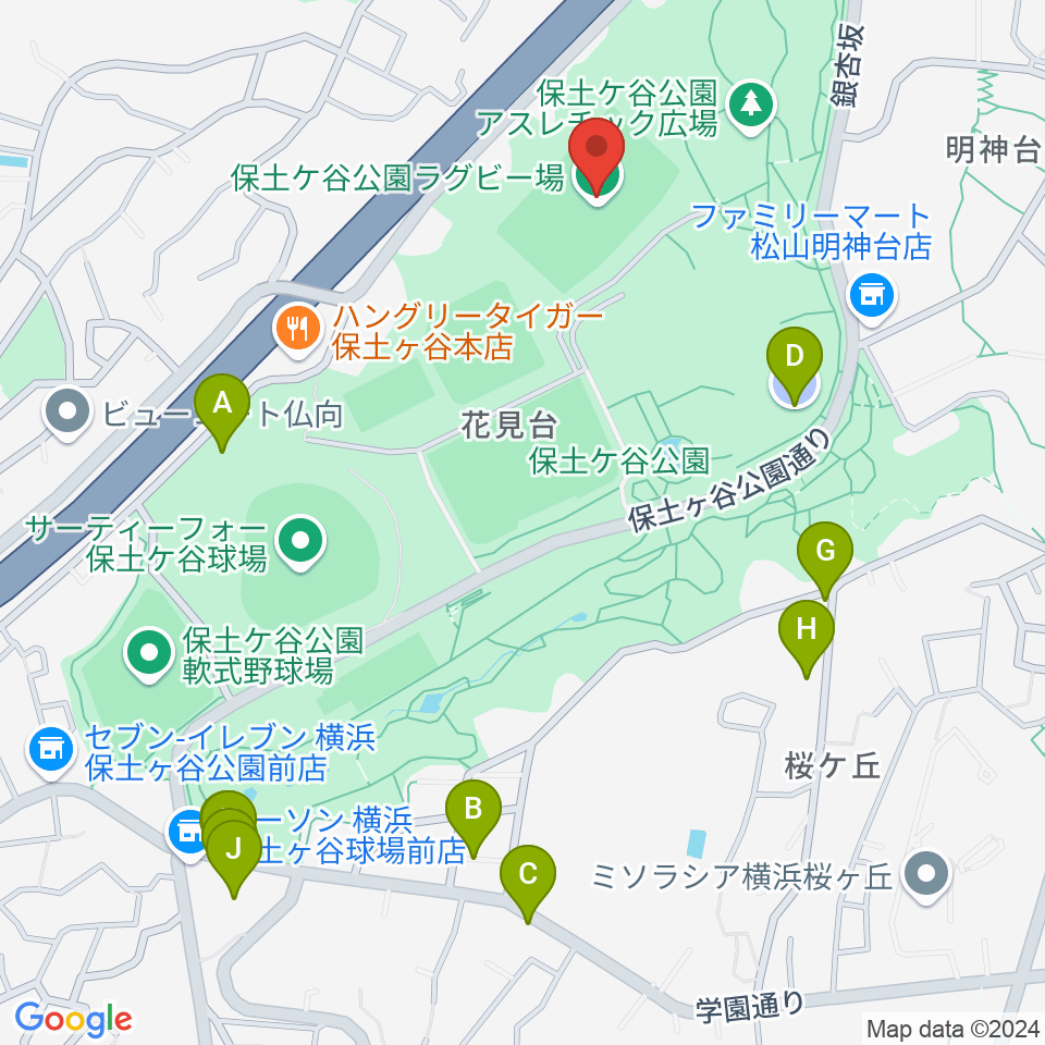 保土ケ谷公園ラグビー場周辺の駐車場・コインパーキング一覧地図