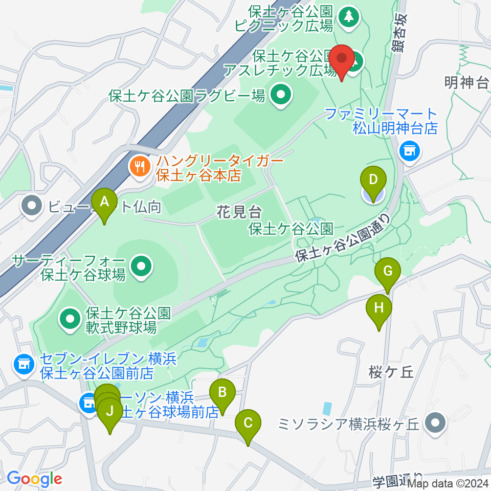 保土ケ谷公園体育館周辺の駐車場・コインパーキング一覧地図