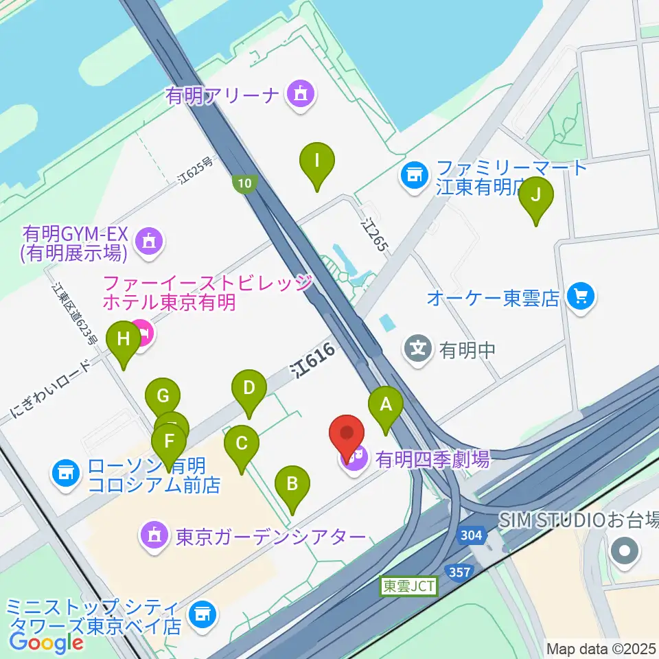 有明四季劇場周辺の駐車場・コインパーキング一覧地図