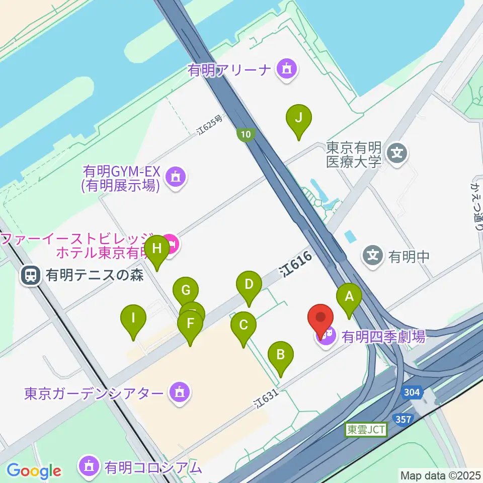 有明四季劇場周辺の駐車場・コインパーキング一覧地図