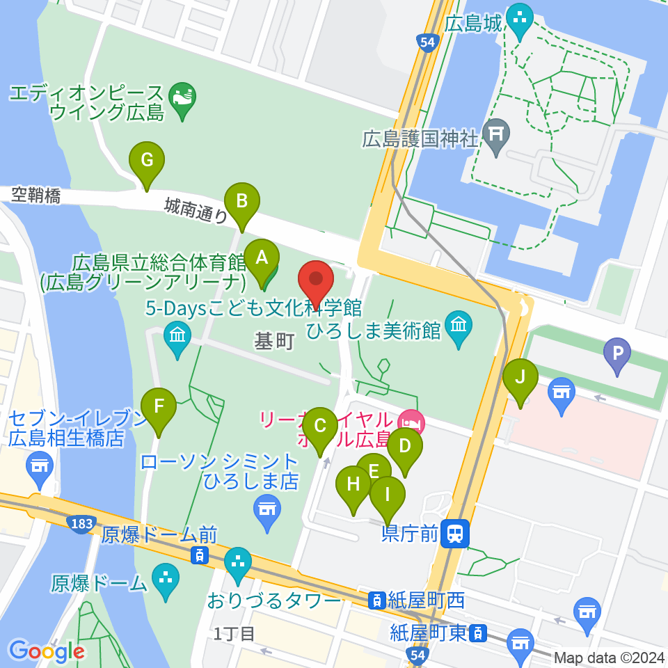 広島県立総合体育館周辺の駐車場・コインパーキング一覧地図