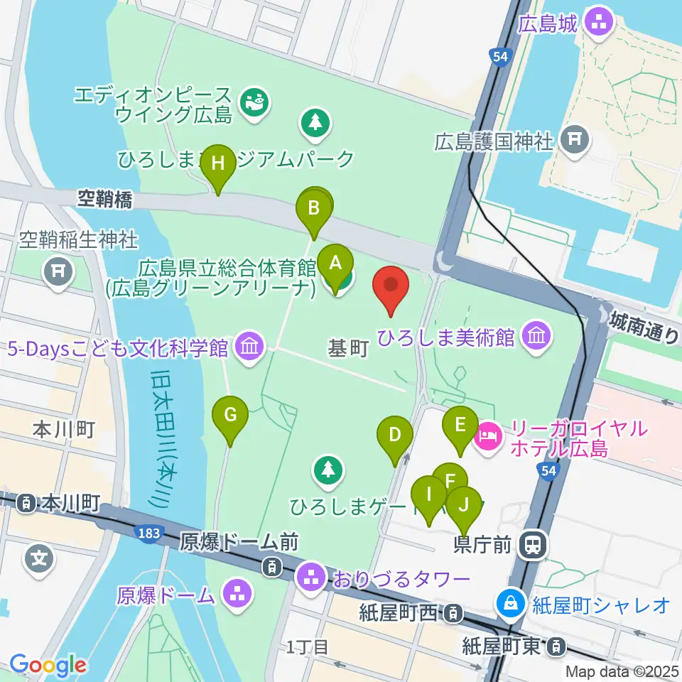 広島県立総合体育館周辺の駐車場・コインパーキング一覧地図