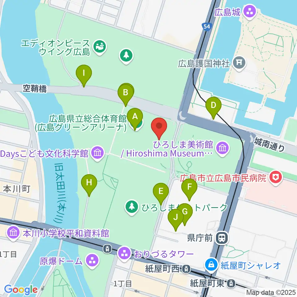 広島県立総合体育館周辺の駐車場・コインパーキング一覧地図