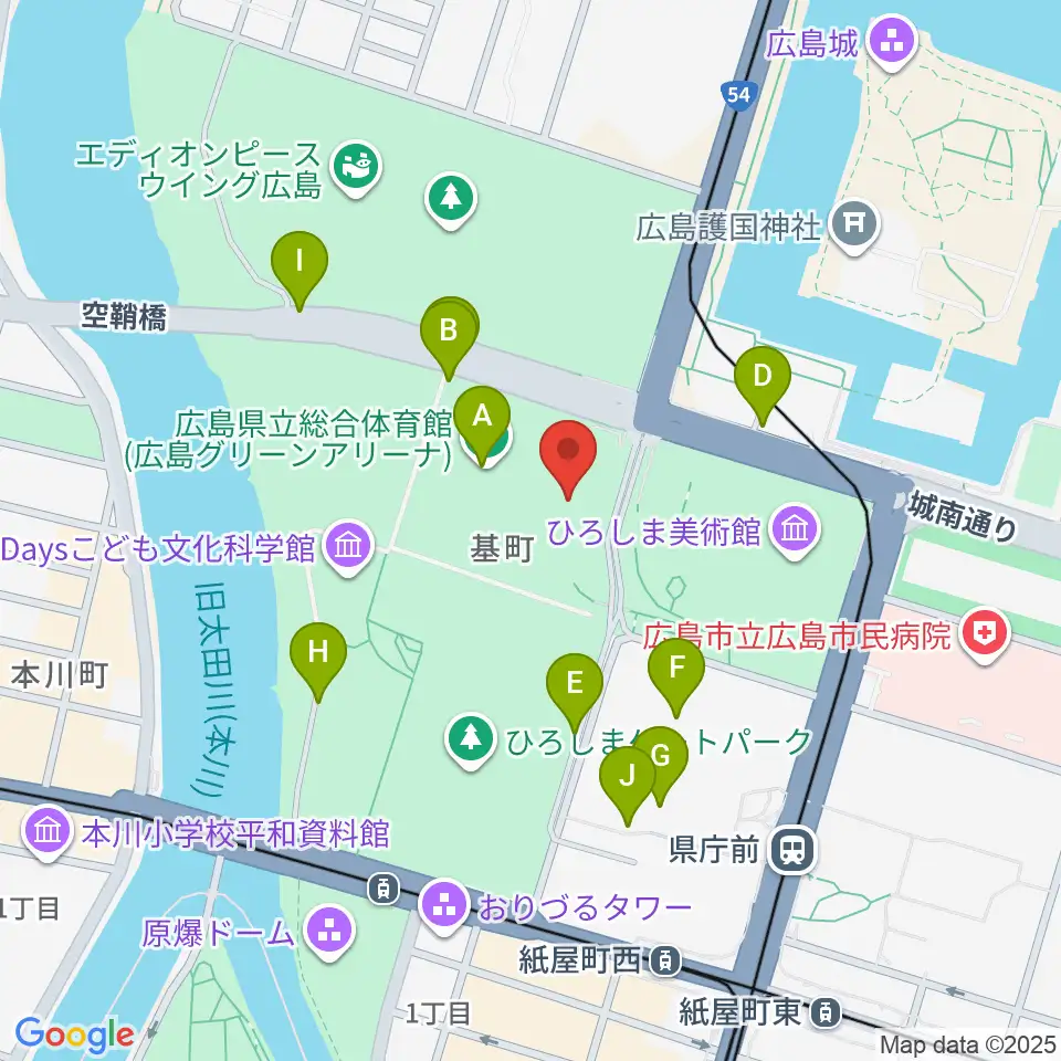広島県立総合体育館周辺の駐車場・コインパーキング一覧地図