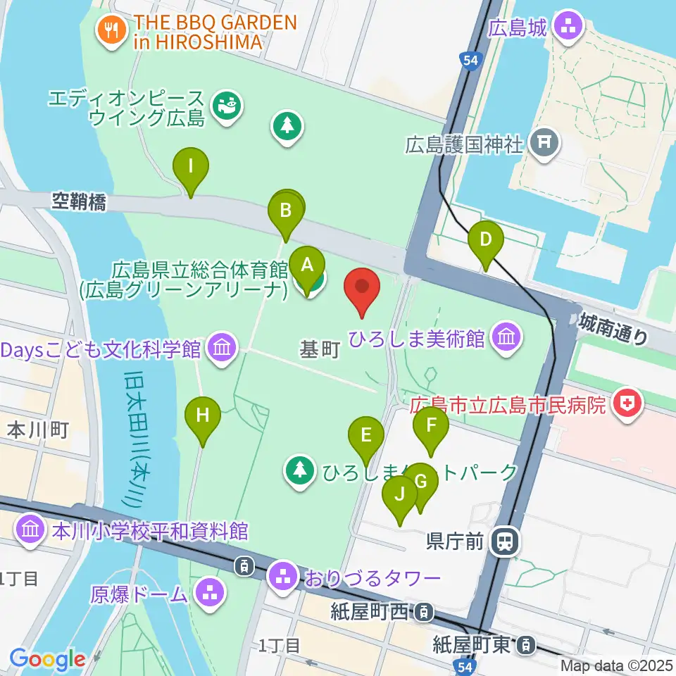 広島県立総合体育館周辺の駐車場・コインパーキング一覧地図