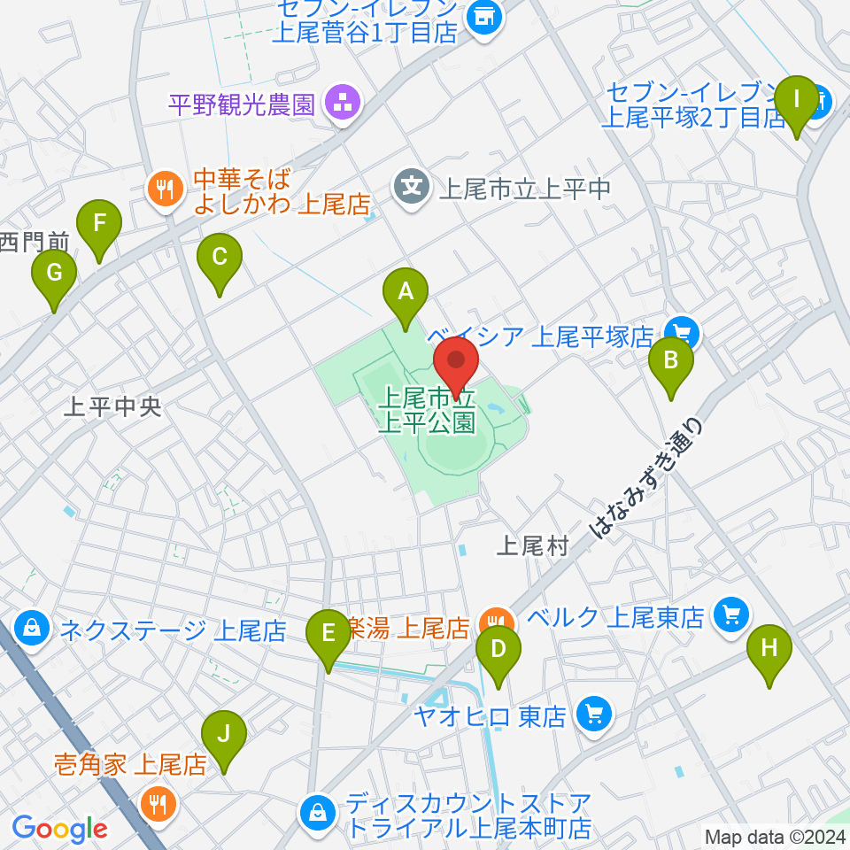 UDトラックス上尾スタジアム周辺の駐車場・コインパーキング一覧地図