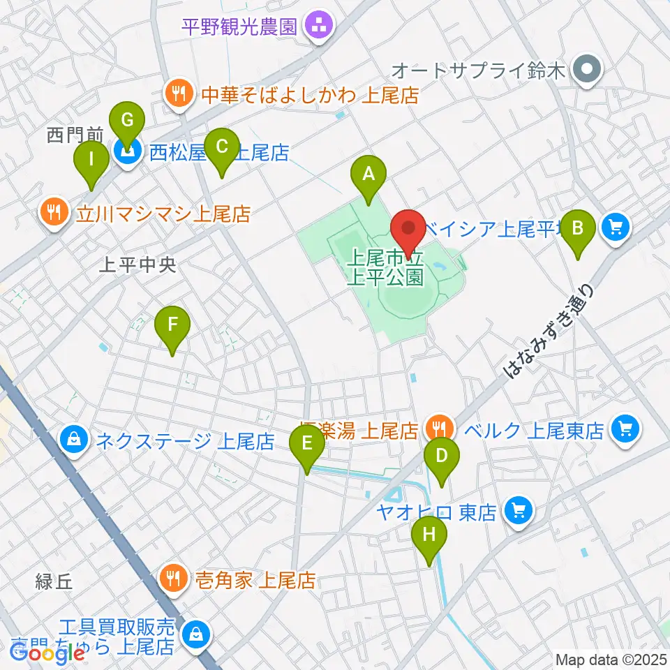 UDトラックス上尾スタジアム周辺の駐車場・コインパーキング一覧地図