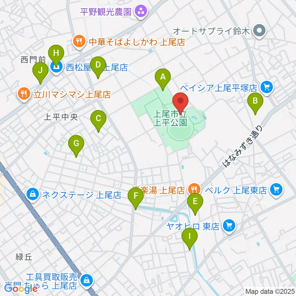 UDトラックス上尾スタジアム周辺の駐車場・コインパーキング一覧地図