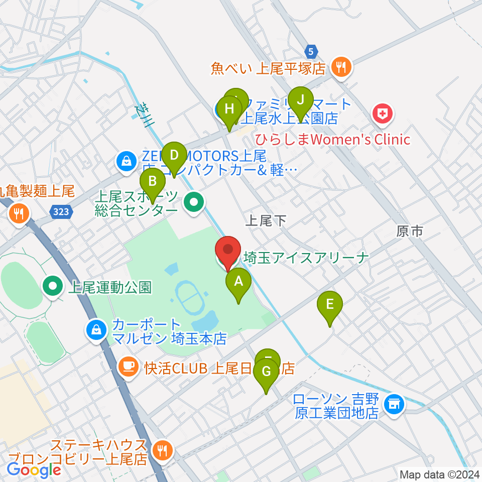 埼玉アイスアリーナ周辺の駐車場・コインパーキング一覧地図