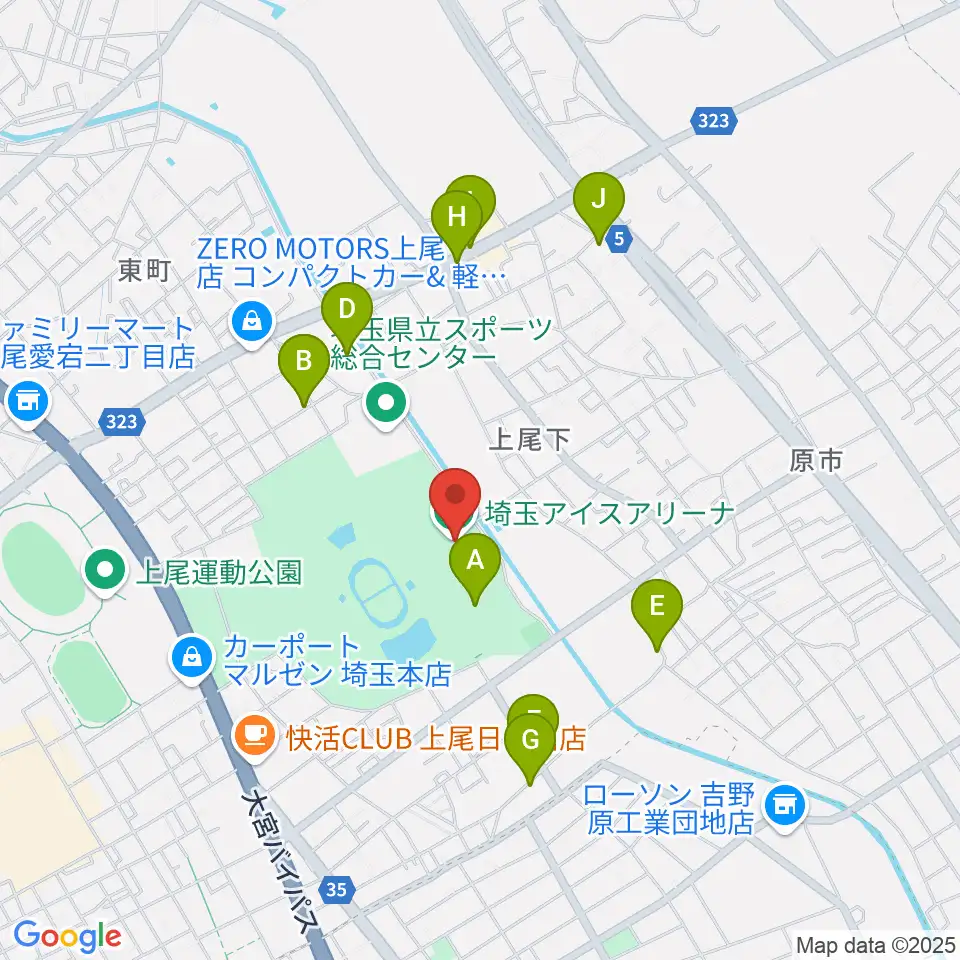 埼玉アイスアリーナ周辺の駐車場・コインパーキング一覧地図