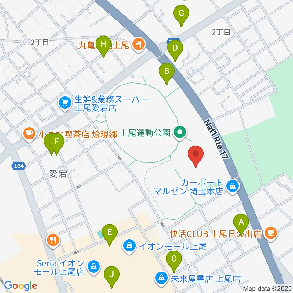 上尾運動公園体育館周辺の駐車場・コインパーキング一覧地図