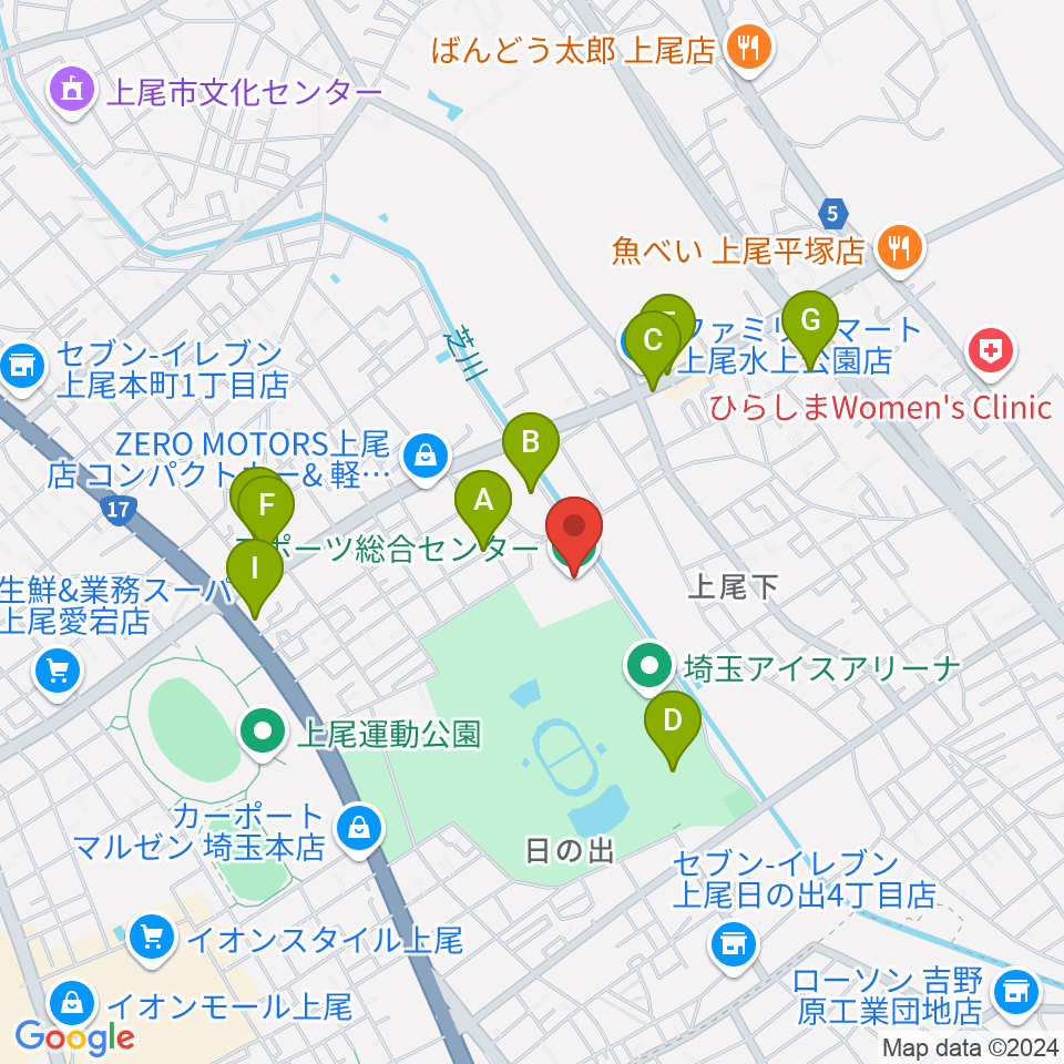 埼玉県立スポーツ総合センター周辺の駐車場・コインパーキング一覧地図