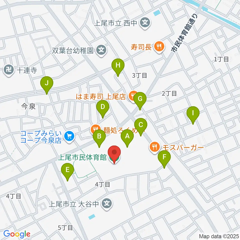 上尾市民体育館周辺の駐車場・コインパーキング一覧地図