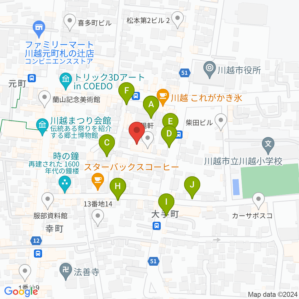川越スカラ座周辺の駐車場・コインパーキング一覧地図