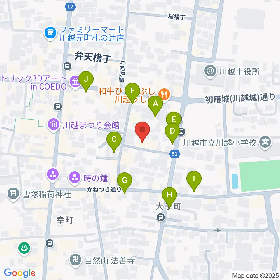 川越スカラ座周辺の駐車場・コインパーキング一覧地図