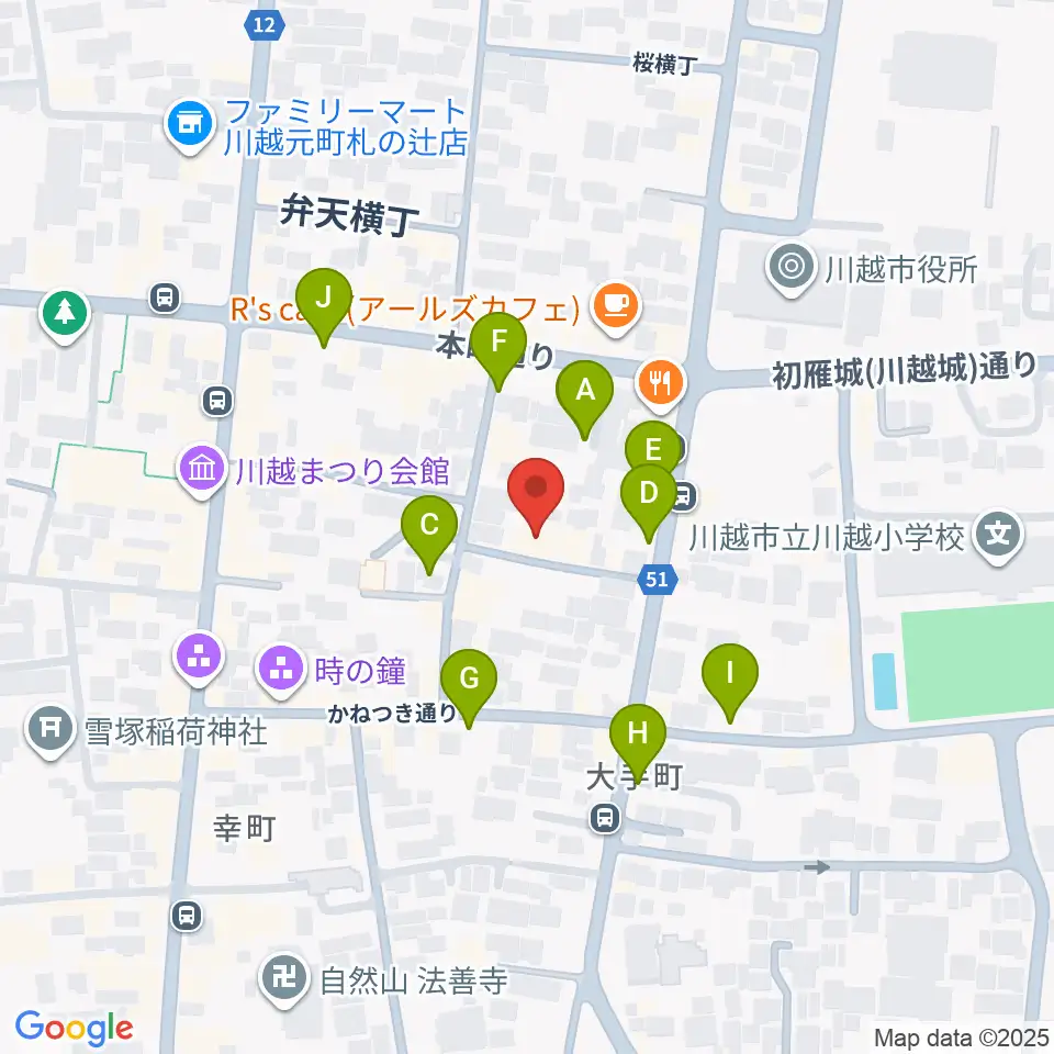 川越スカラ座周辺の駐車場・コインパーキング一覧地図