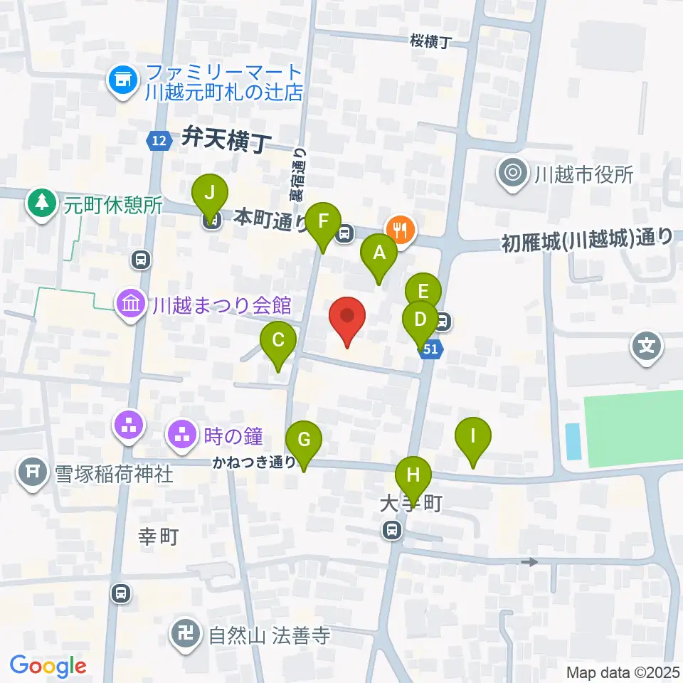 川越スカラ座周辺の駐車場・コインパーキング一覧地図