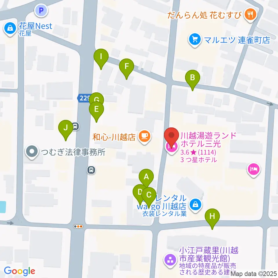 小江戸座周辺の駐車場・コインパーキング一覧地図