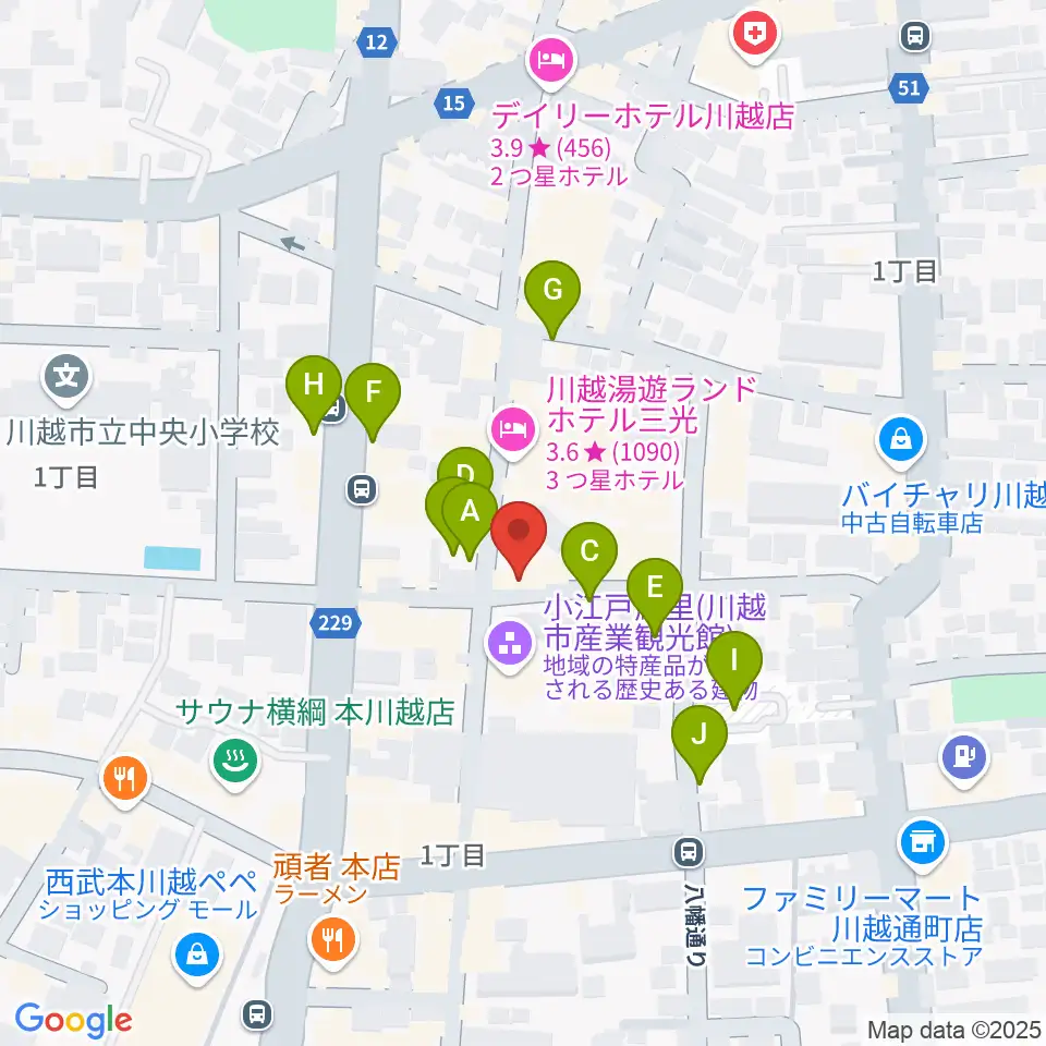 カワイ音楽教室川越センター周辺の駐車場・コインパーキング一覧地図