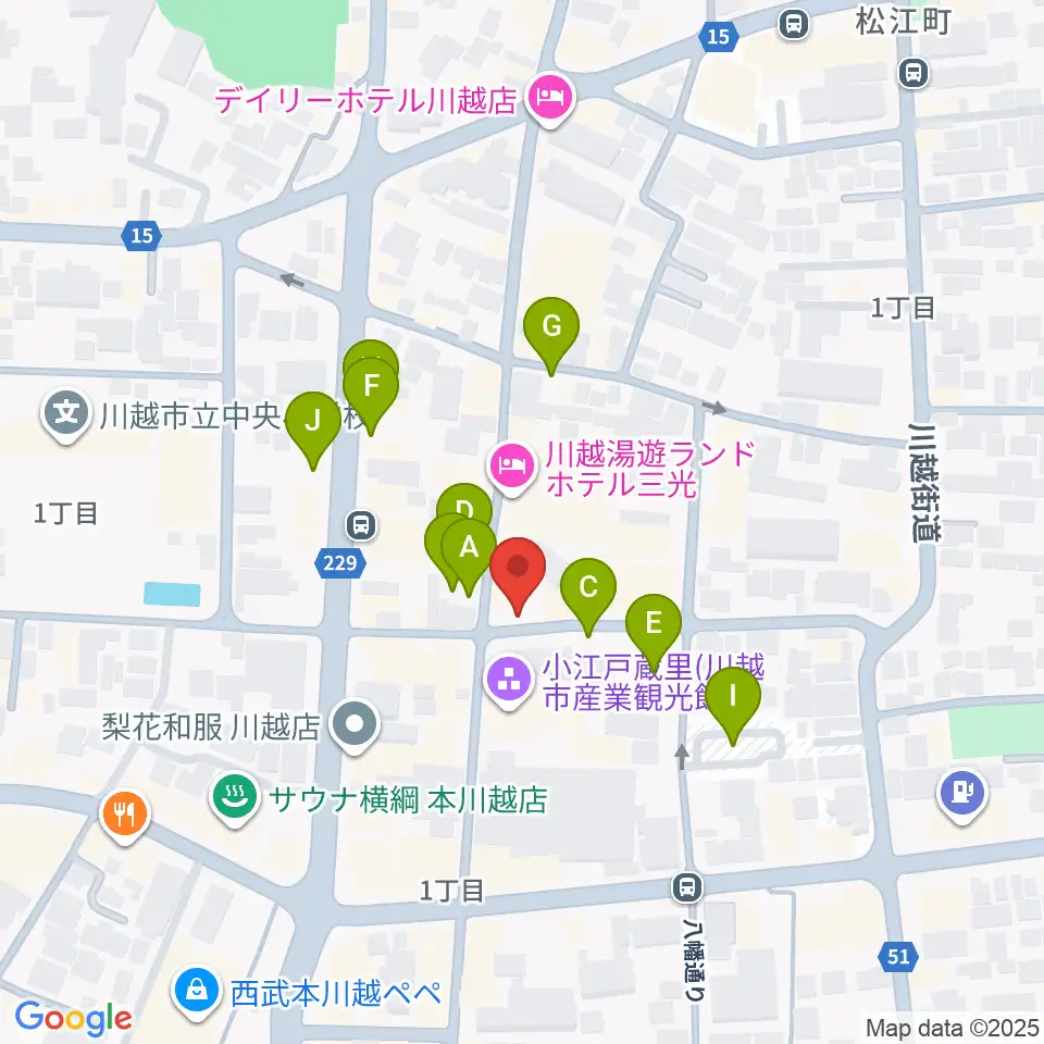 カワイ音楽教室川越センター周辺の駐車場・コインパーキング一覧地図