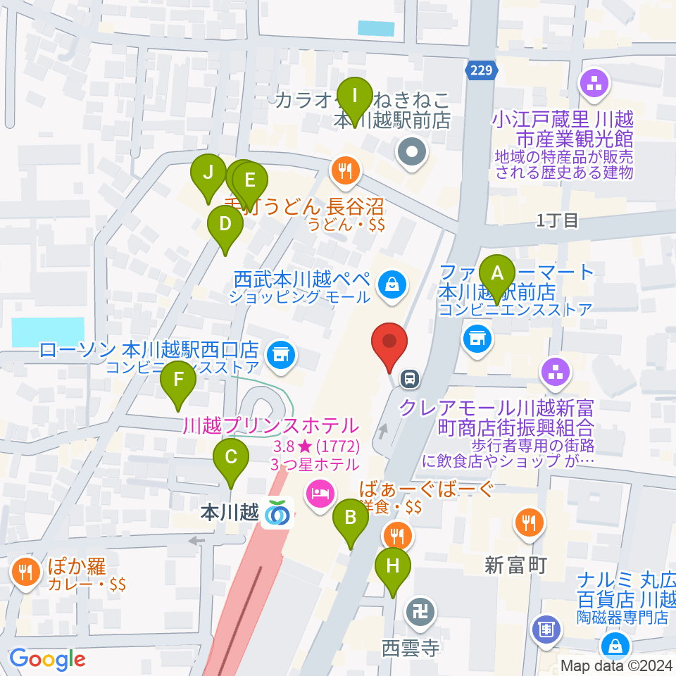 バンダレコード本川越ペペ店周辺の駐車場・コインパーキング一覧地図