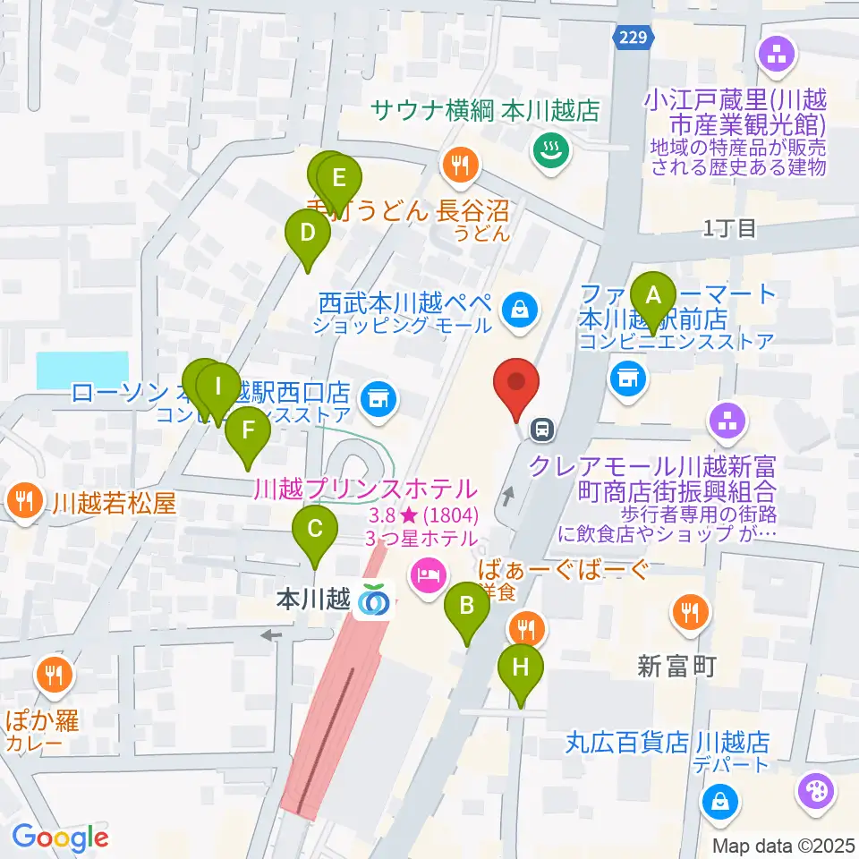 バンダレコード本川越ペペ店周辺の駐車場・コインパーキング一覧地図
