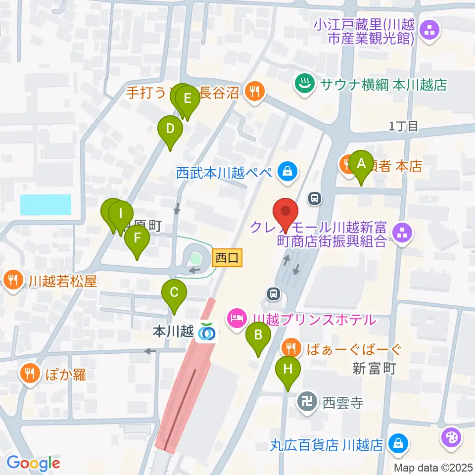 バンダレコード本川越ペペ店周辺の駐車場・コインパーキング一覧地図