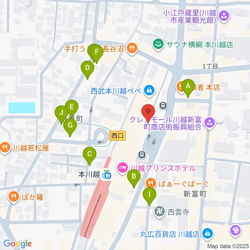 バンダレコード本川越ペペ店周辺の駐車場・コインパーキング一覧地図