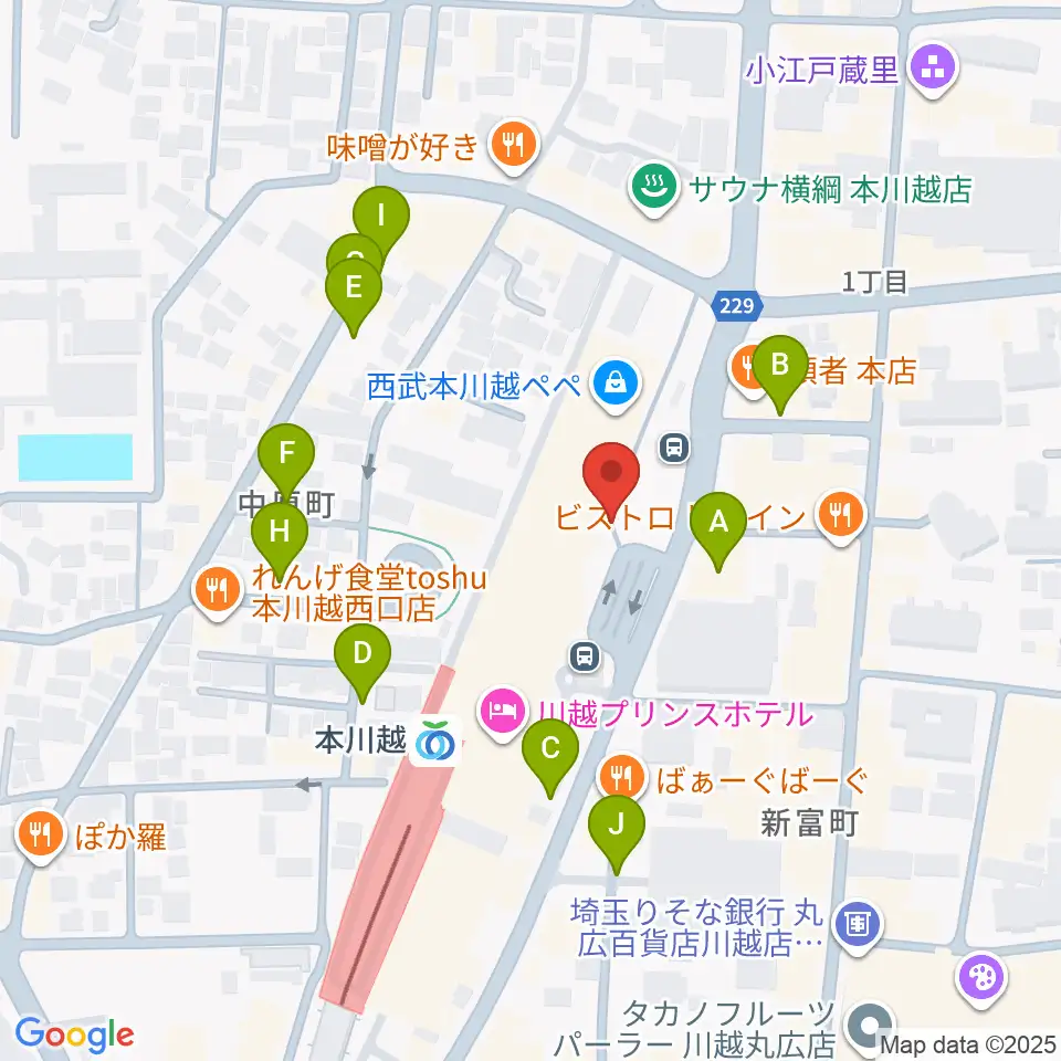 バンダレコード本川越ペペ店周辺の駐車場・コインパーキング一覧地図