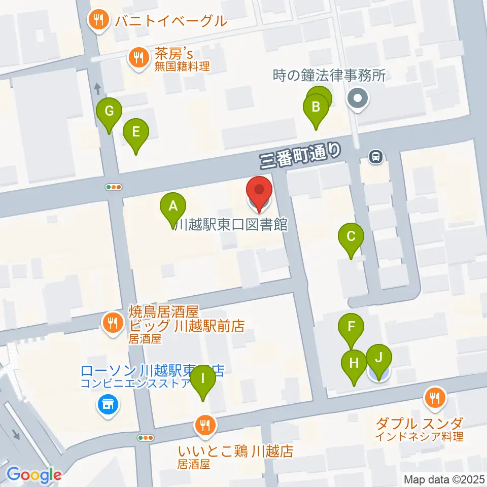 川越駅東口多目的ホール周辺の駐車場・コインパーキング一覧地図