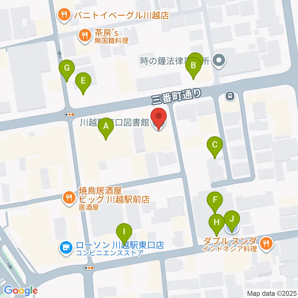 川越駅東口多目的ホール周辺の駐車場・コインパーキング一覧地図