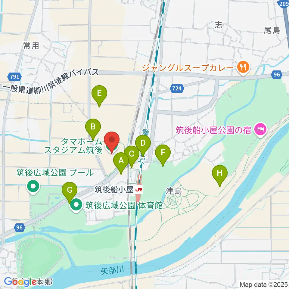 タマホーム スタジアム筑後周辺の駐車場・コインパーキング一覧地図