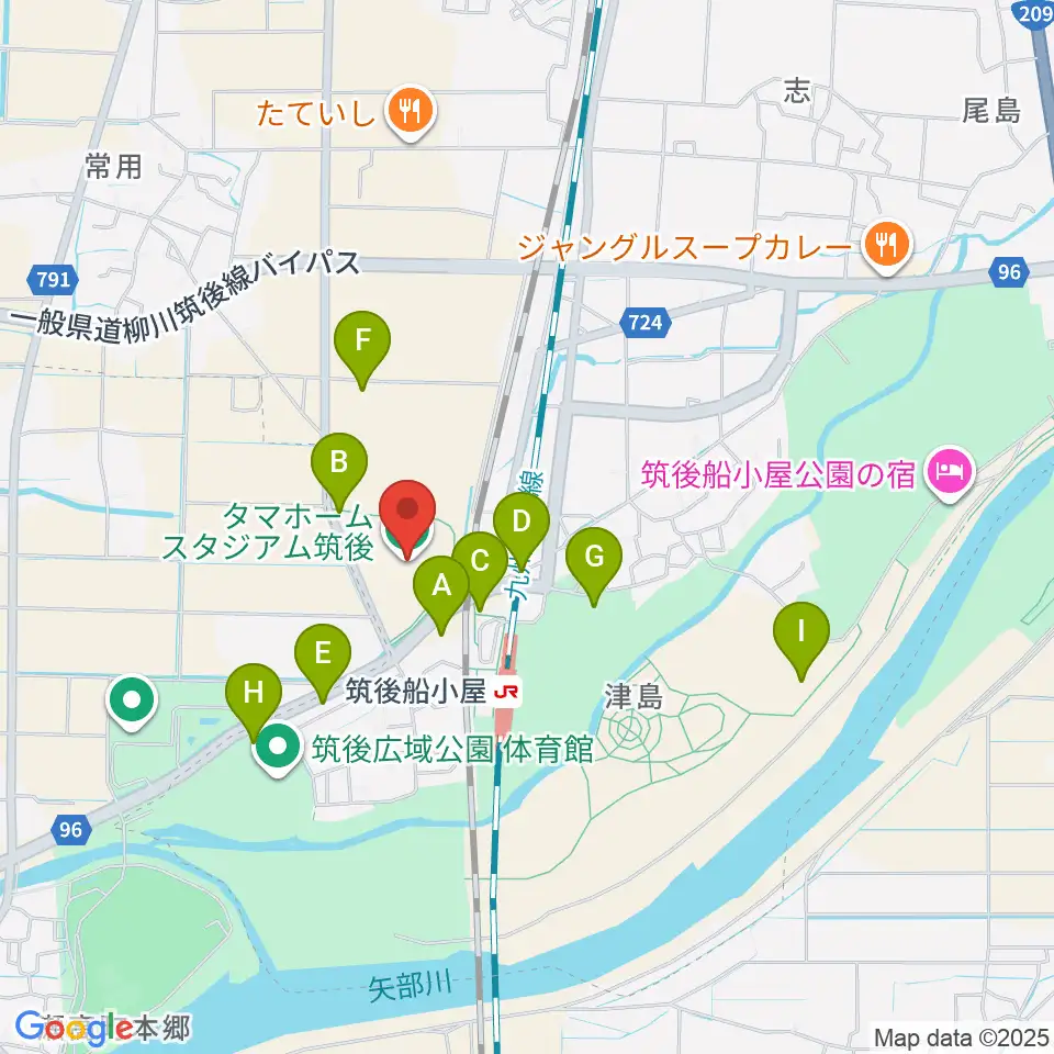 タマホーム スタジアム筑後周辺の駐車場・コインパーキング一覧地図