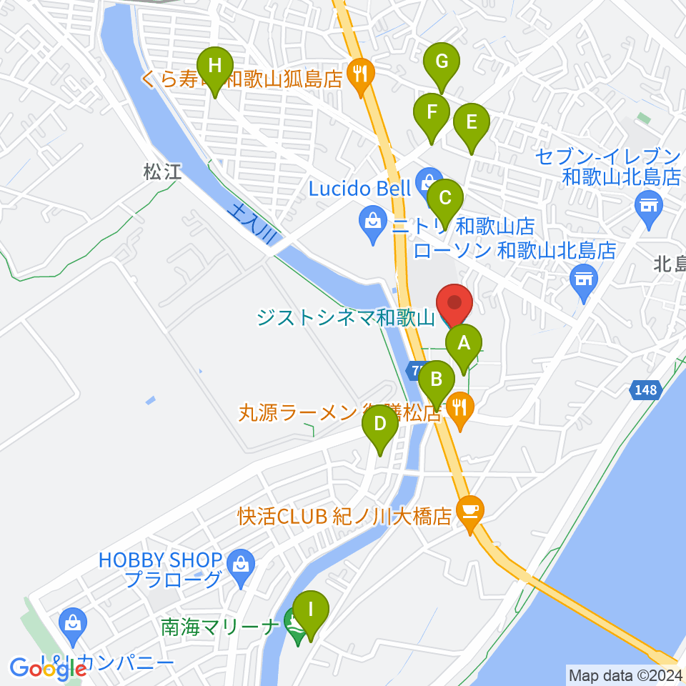 ジストシネマ和歌山周辺の駐車場・コインパーキング一覧地図