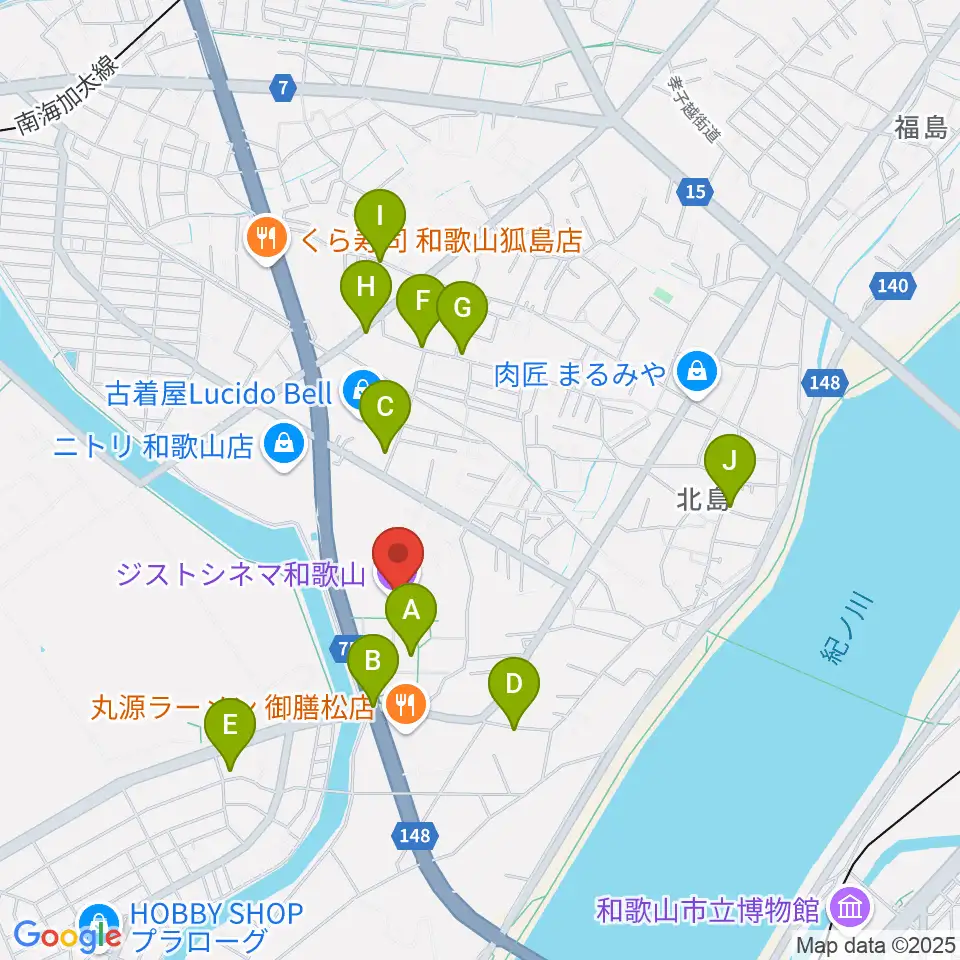 ジストシネマ和歌山周辺の駐車場・コインパーキング一覧地図