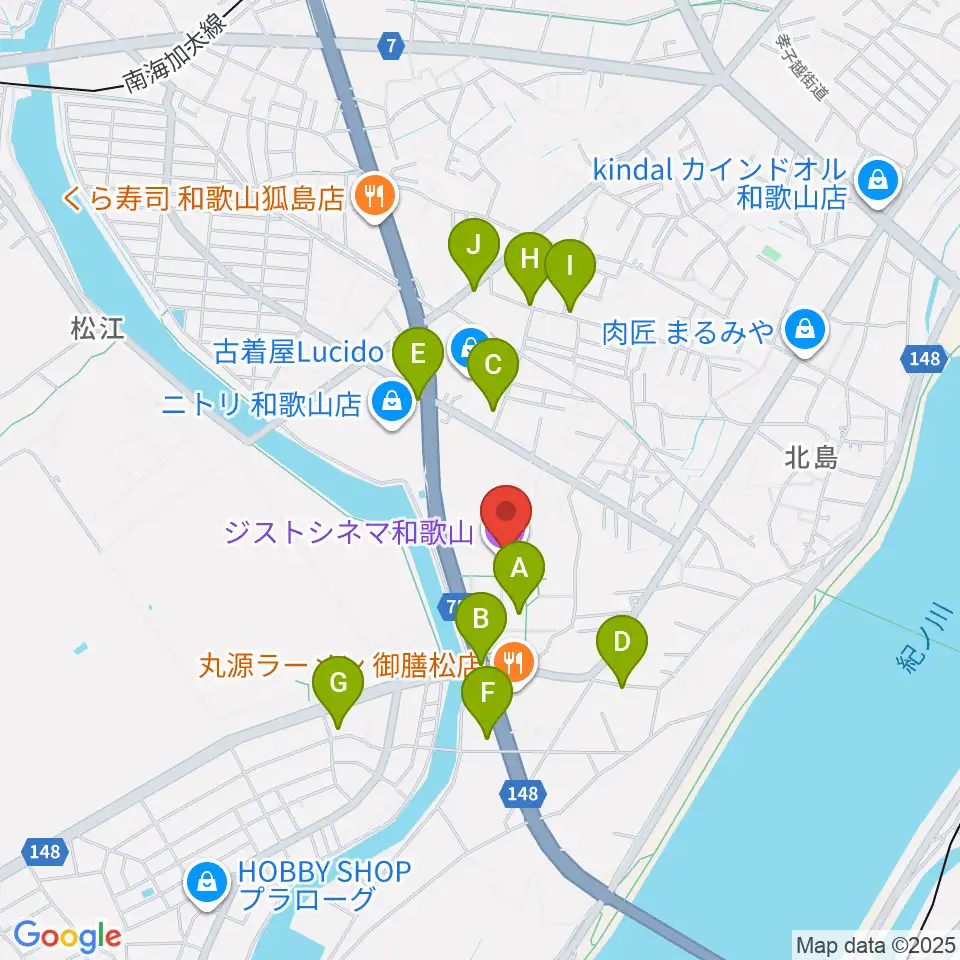 ジストシネマ和歌山周辺の駐車場・コインパーキング一覧地図