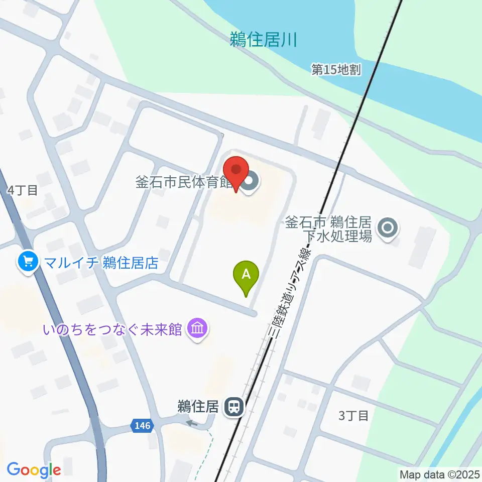 釜石市民体育館周辺の駐車場・コインパーキング一覧地図
