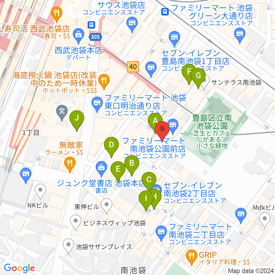 アカペラスタジオBASS ON TOP池袋東口店周辺の駐車場・コインパーキング一覧地図